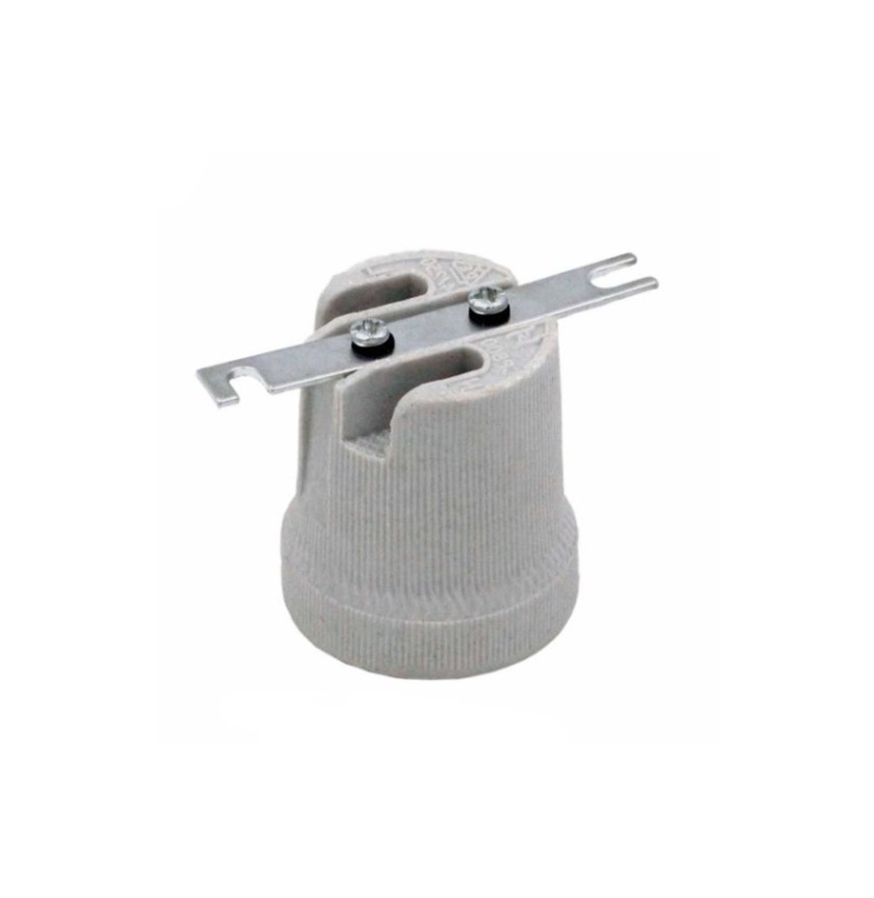 Portalampada E27 in ceamica con staffa dritta Lampo A7010/90C