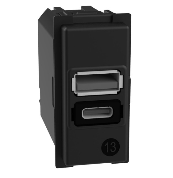 Caricatore USB Living Now con una porta tipo A e una tipo C 15W Bticino K4191AC