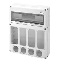 Quadretto 20  Moduli con 4 flange per prese CEE e 4 per prese interbloccate Gewiss GW68015N