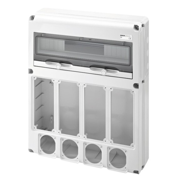 Quadretto 20  Moduli con 4 flange per prese CEE e 4 per prese interbloccate Gewiss GW68015N