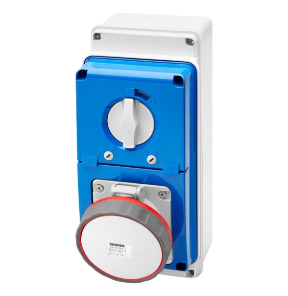 Presa Interbloccata Verticale con fusibili 3P+N+T IP67 63A con fondo Gewiss GW67253N