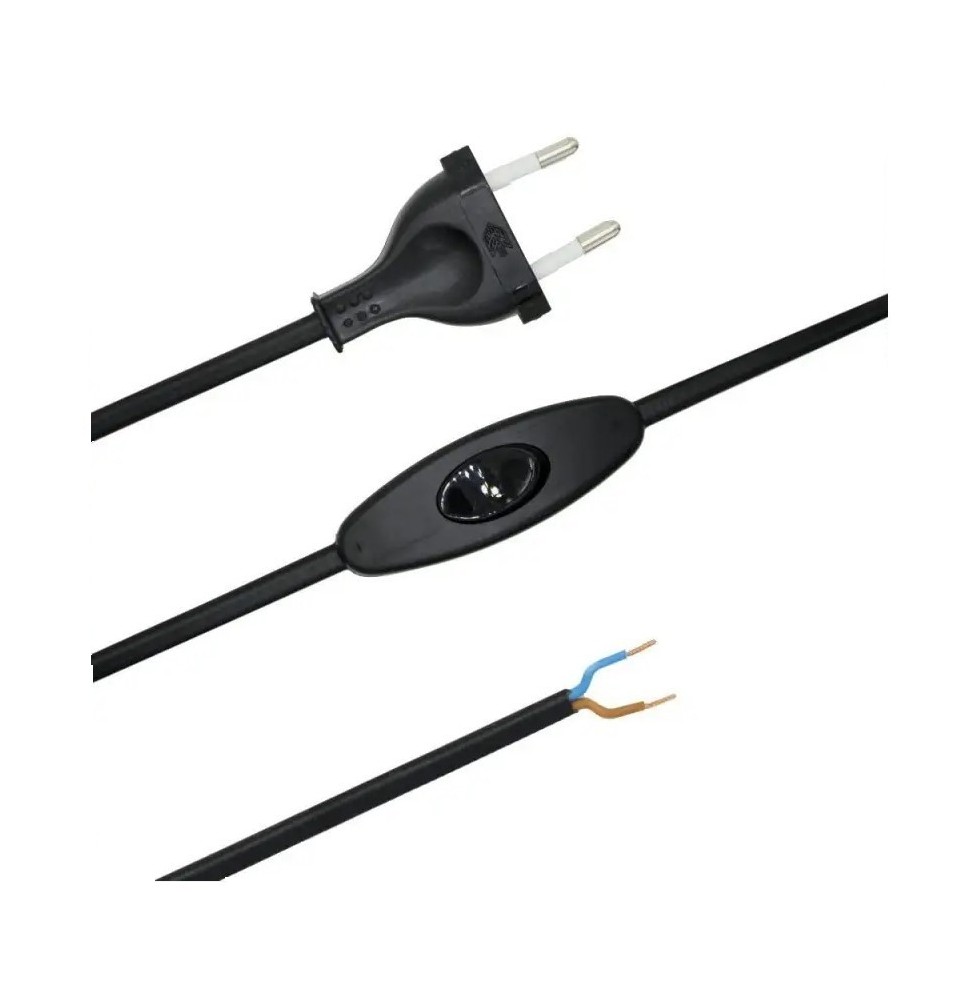 Cablaggio Nero 1,5mt con interruttore e Spina 10A Lampo N500NE