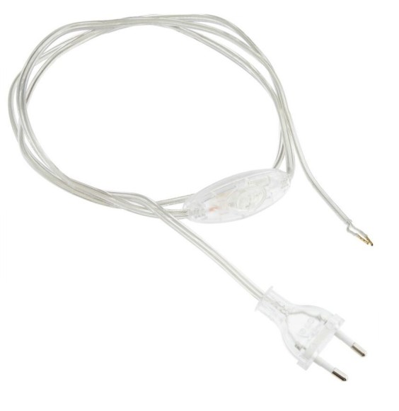 Cablaggio Trasparente 1,5mt con interruttore e Spina 10A Lampo N500TR