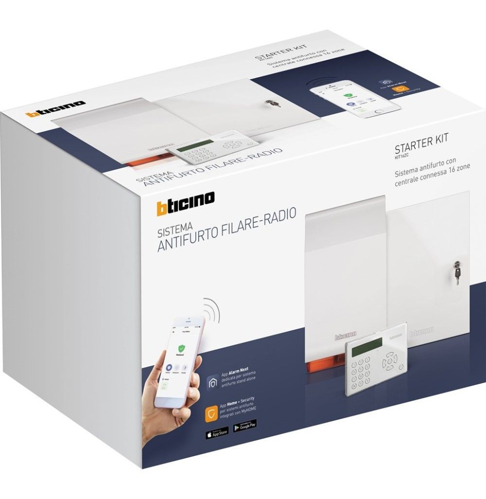 Kit antifurto casa Bticino filare con centrale 16 zone connessa KIT16ZC Kit antifurto casa Bticino filare con centrale 16 zone connessa KIT16ZC