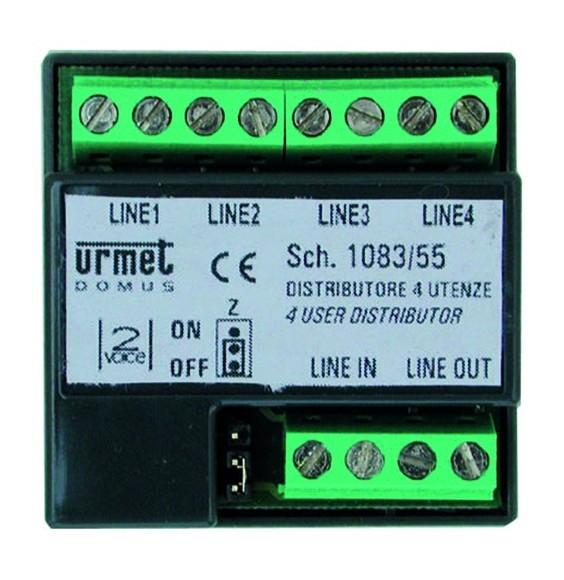 Distributore video 4 Utenze a 2 fili per sistema 2Voice Urmet 1083/55