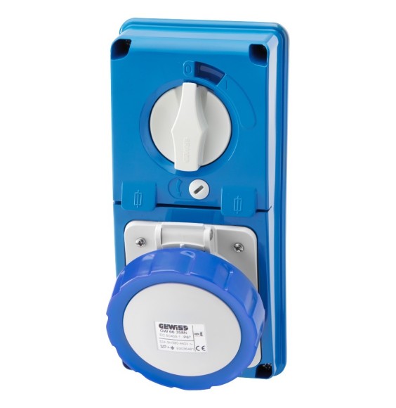 Presa Interbloccata Verticale con fusibili 2P+T IP67 32A Senza fondo Gewiss GW66337N