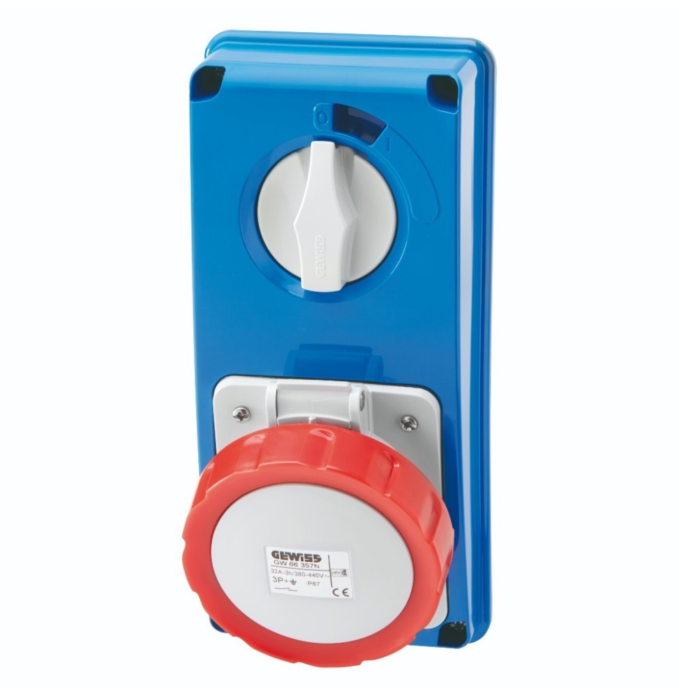 Presa Interbloccata Verticale 3P+T IP67 32A Senza fondo Gewiss GW66319N