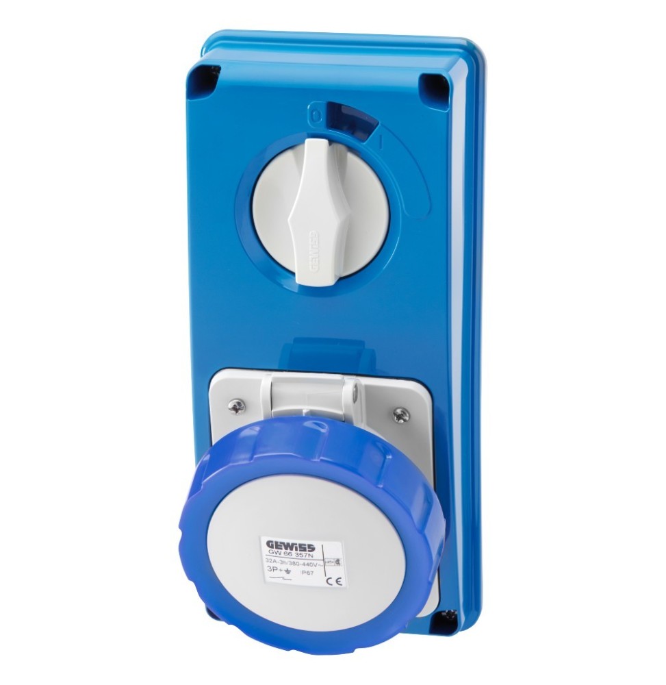 Presa Interbloccata Verticale 2P+T IP67 32A Senza fondo Gewiss GW66315N