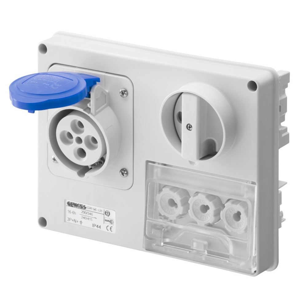 Presa Interbloccata 2P+T senza fondo con base portafusibili IP44 16A Gewiss GW66126