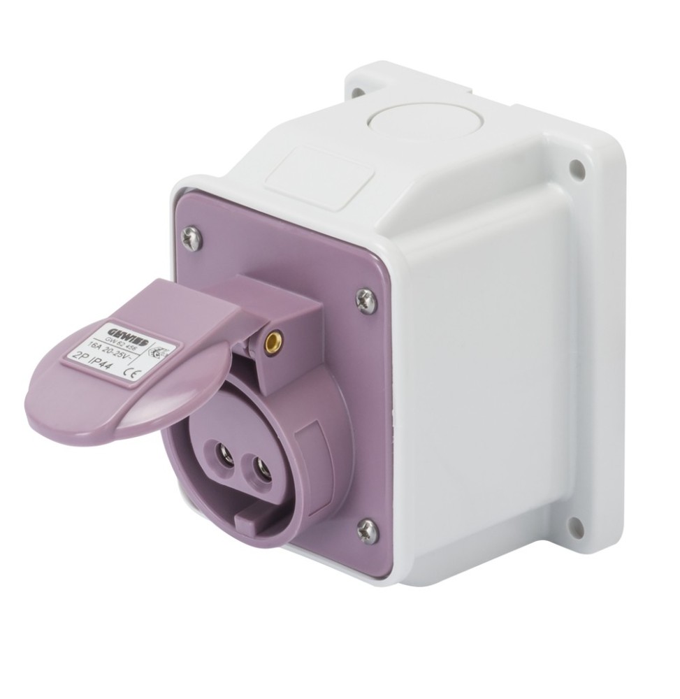 Presa CEE Fissa a Parete Viola 2P 16A 24V Cablaggio a Vite Gewiss GW62456
