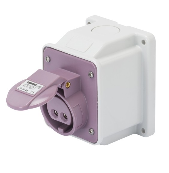 Presa CEE Fissa a Parete Viola 2P 16A 24V Cablaggio a Vite Gewiss GW62456