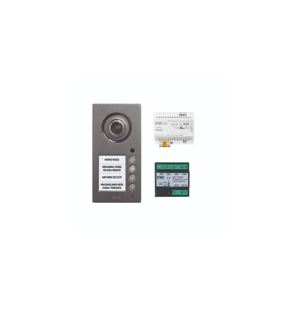 Kit base impianto finoa 4 Utenti pulsantiera Mikra2 2Voice Urmet 1784/700