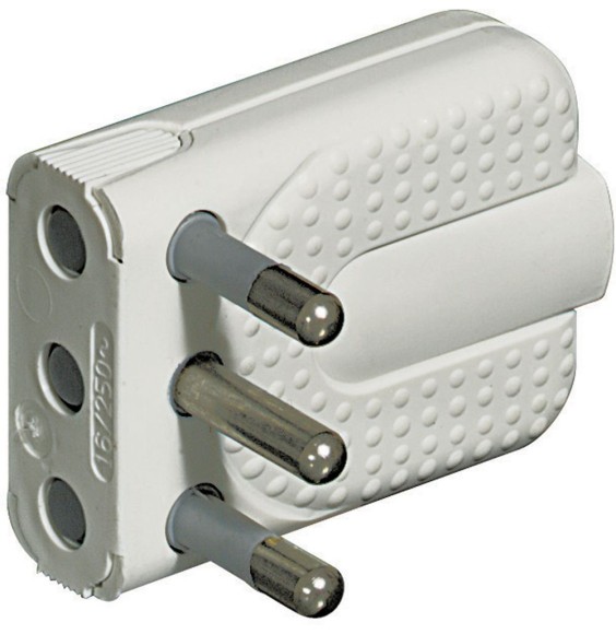 Spina volante Attacco Grande 16A Standard Italiano Bticino Bianca S2466TAE