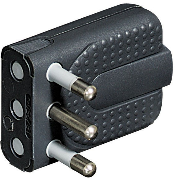 Spina volante Attacco Grande 16A Standard Italiano Bticino Grigia S2466TGE