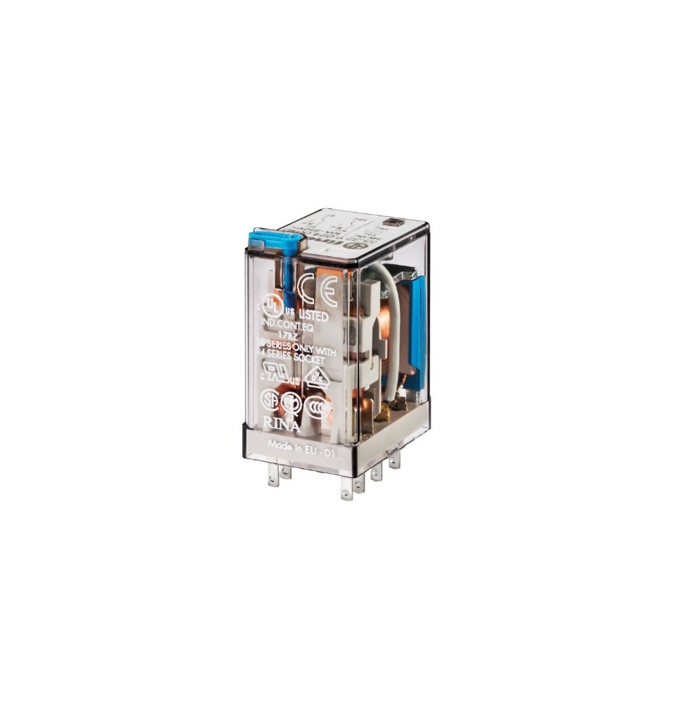 Relè industriale con terminali Faston 24V DC 2 contatti 10A Finder 553290240094