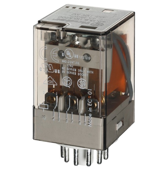 Relè 3 Contatti terminali ad innesto bobina 110V AC Finder 601381100040