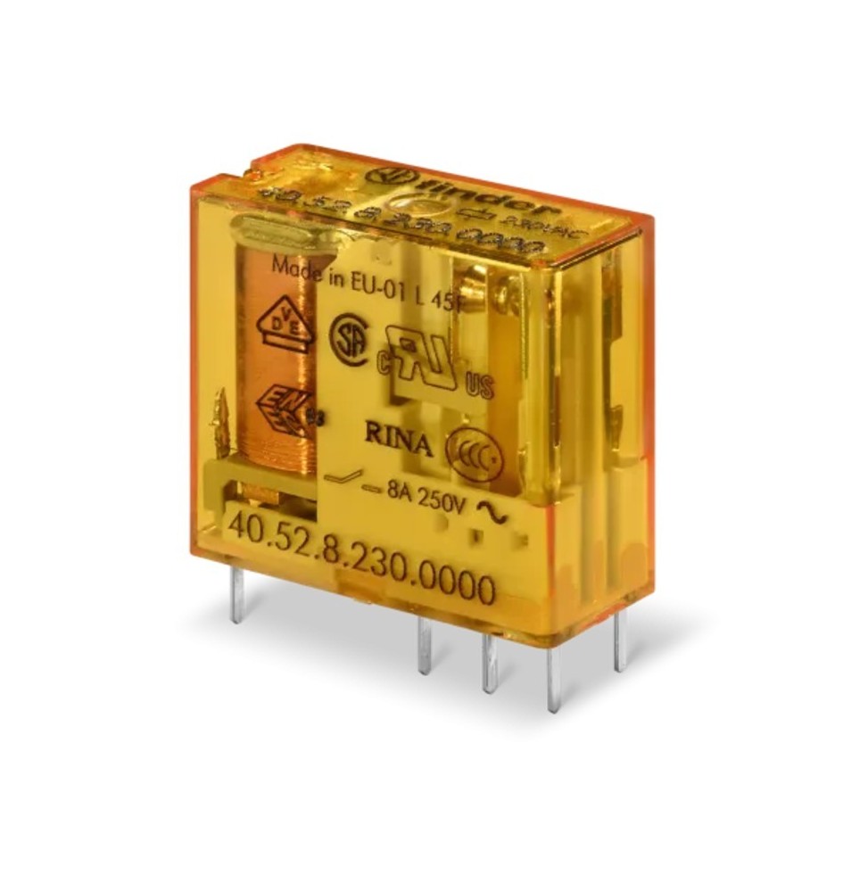 Mini relè per circuito stampato 24V AC 2 contatti 8A Finder 405280240000