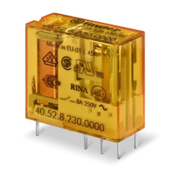 Mini relè per circuito stampato 24V AC 2 contatti 8A Finder 405280240000