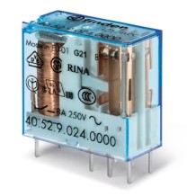Mini relè per circuito stampato 24V DC 2 contatti 8A Finder 405290240000
