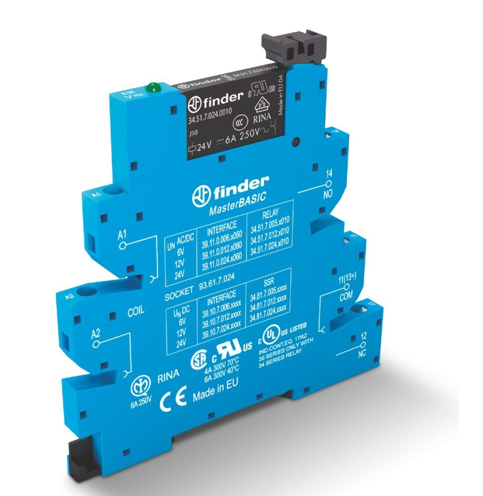 Interfaccia modulare a relé 1 scambio 6A 24V acdc Finder 391100240060