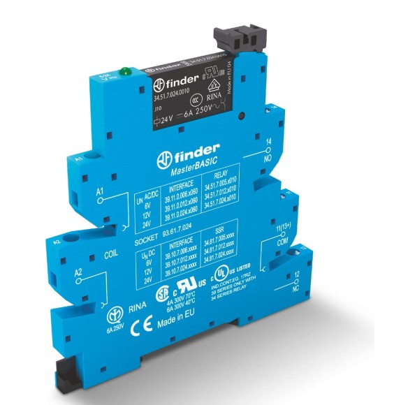 Interfaccia modulare a relé 1 scambio 6A 24V acdc Finder 391100240060