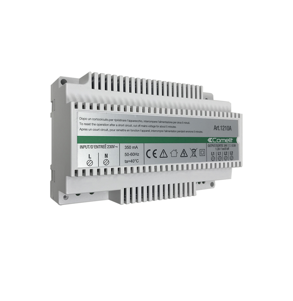 Alimentatore 230V per sistema 2 fili tecnologia Simblebus Uscita 33V DC Comelit 1210A