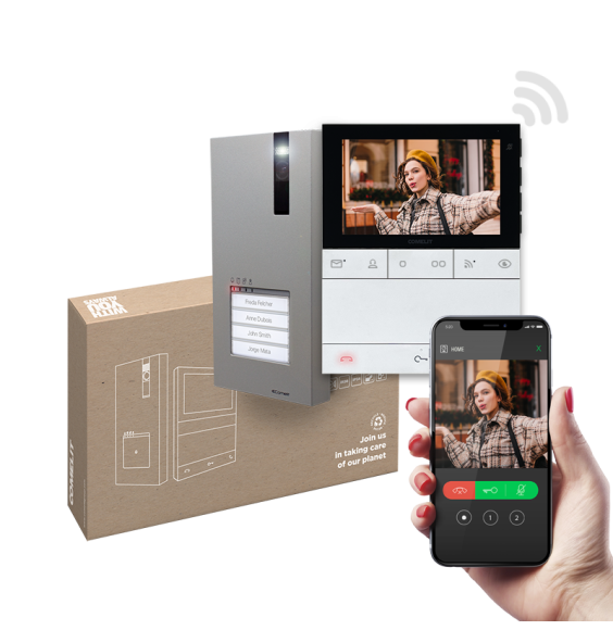 Kit Video WiFi monofamiliare pulsantiera Quadra e Monitor Vivavoce Comelit PL8451V
