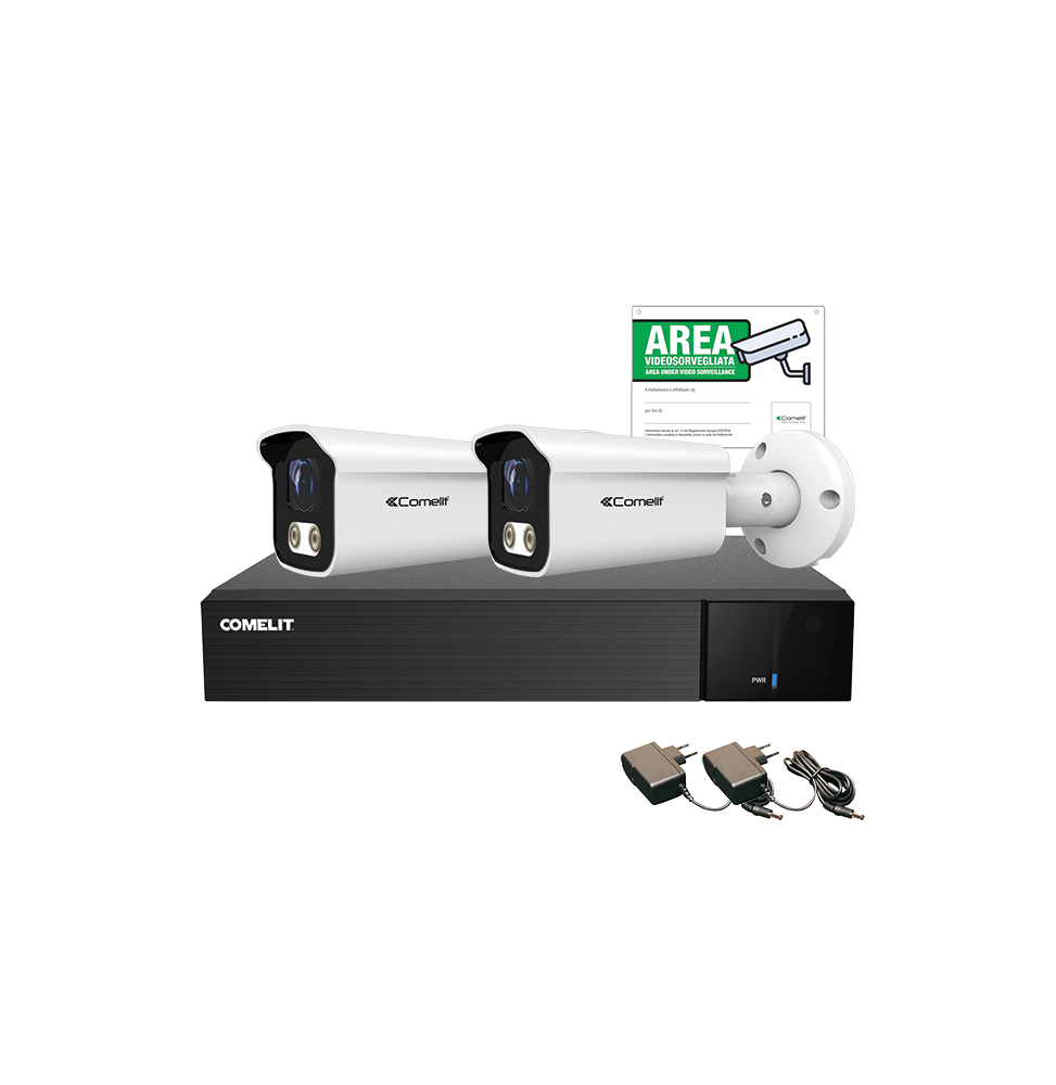 Kit videoregistratore AHD 4 canali con 2 telecamere Comelit AHDVR004N05A