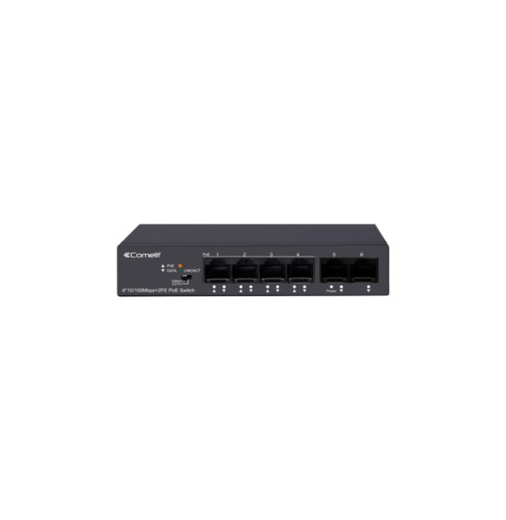 Switch HUB 4 porte POE e 2 Uplink 10/100 Mbps Comelit IPSWP06N100A