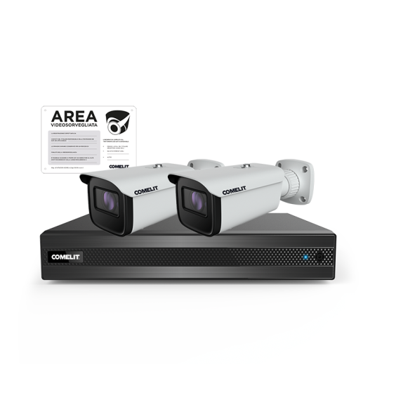 Kit videoregistratore NVR 8 canali con 2 telecamere Comelit IPKIT008N05PB