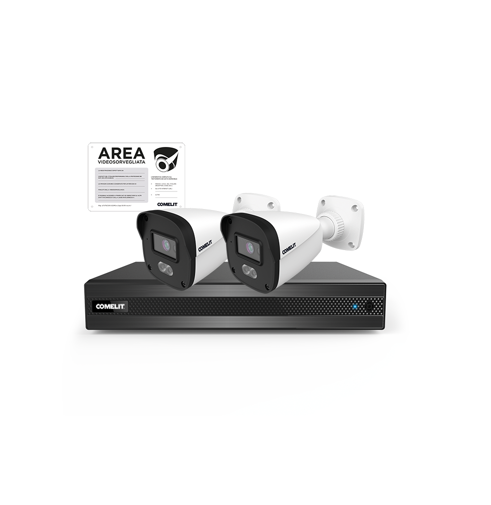 Kit videoregistratore NVR 4 canali con 2 telecamere Comelit IPKIT004N05PB