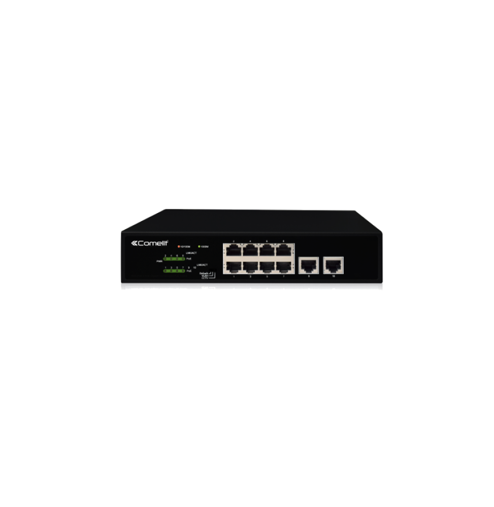 Switch di Rete 8 Porte PoE + 2 Uplink Gigabit Comelit IPSWP10N01A
