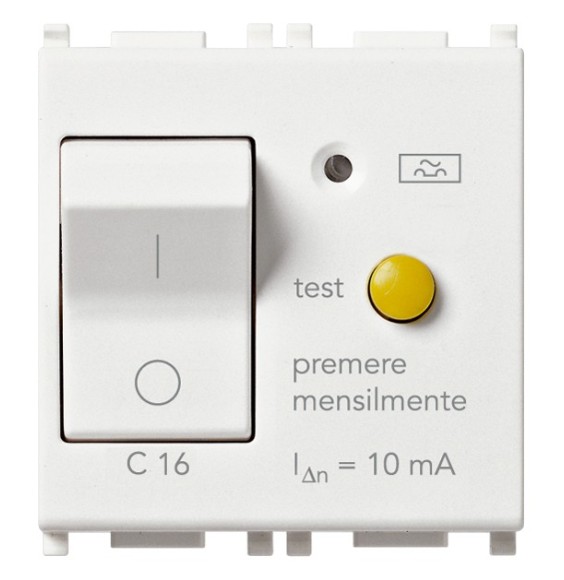 Interruttore MT differenziale Vimar Plana 1P+N C16 10ma bianco 14411.16