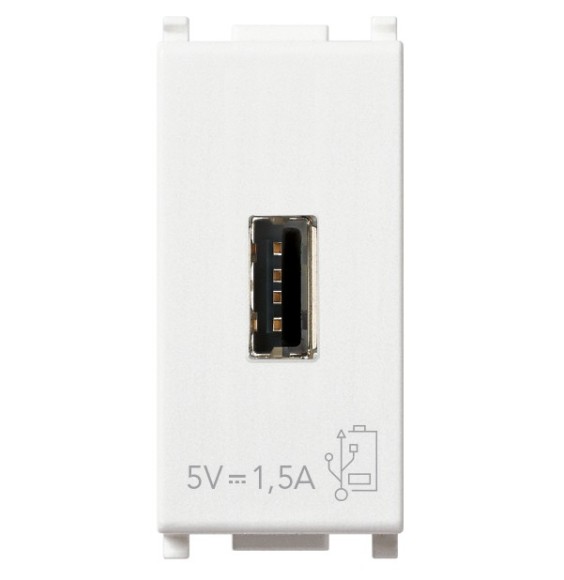 Presa di alimentazione 1 modulo USB 5V Tipo A 1,5A Vimar Plana 14292