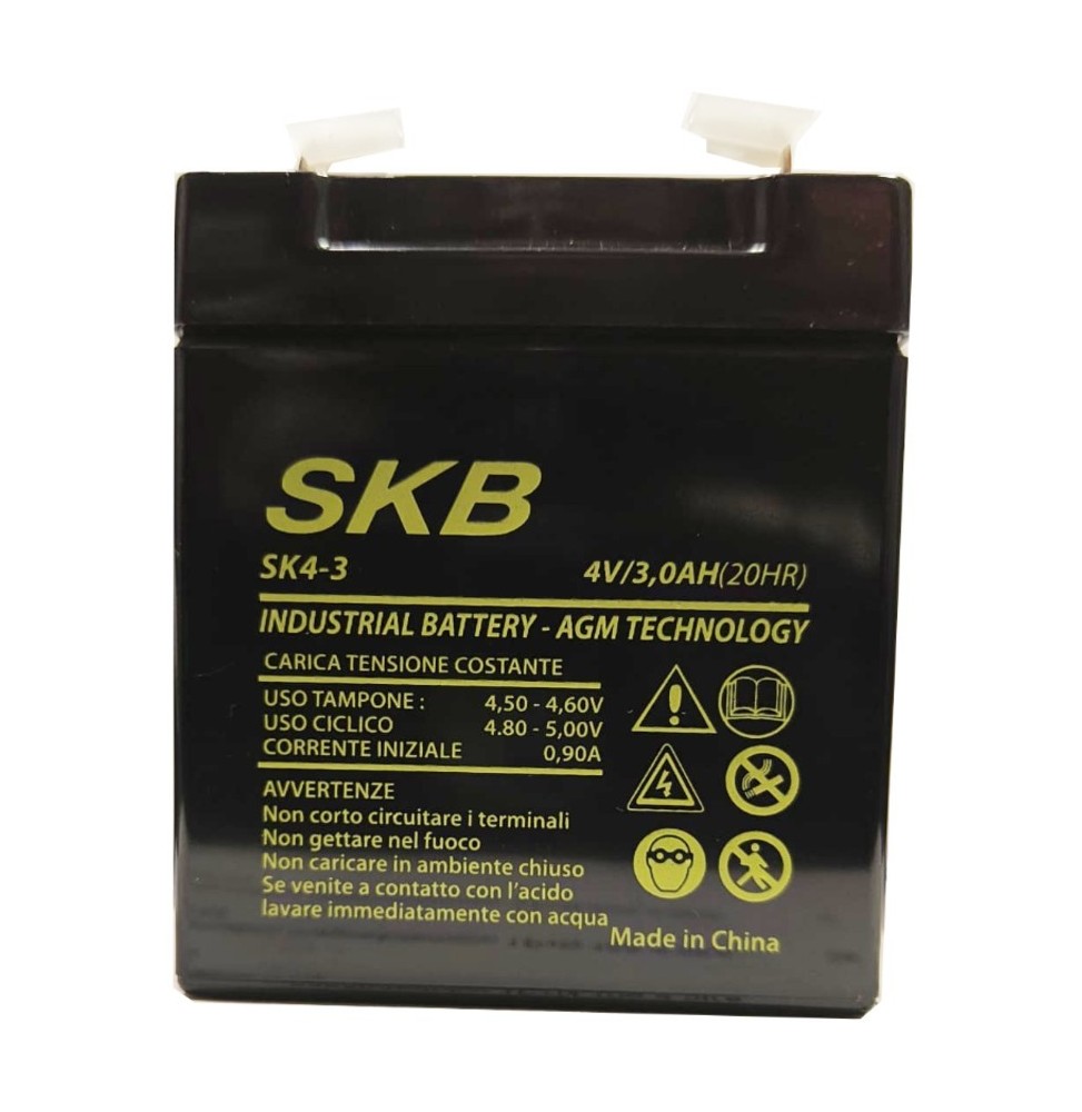 Batteria al piombo 4V 3AH con terminali Faston GBC