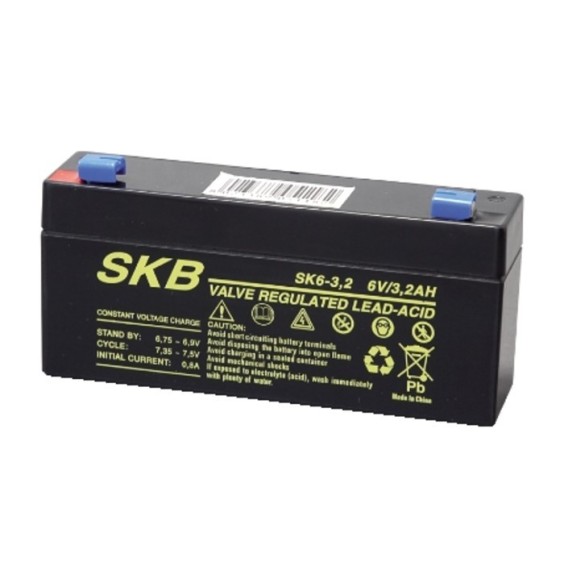 Batteria al piombo 6V 3,2AH orizzontale con terminali Faston GBC