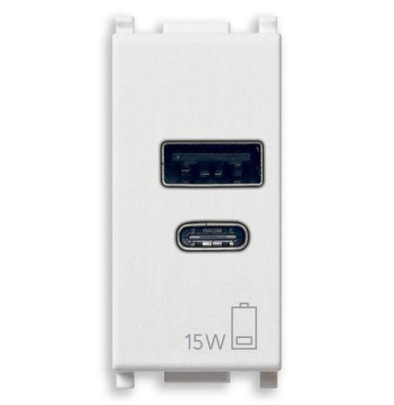 Presa di alimentazione 1 modulo USB A+C 5V 2,4A Vimar Plana 14292.AC.15
