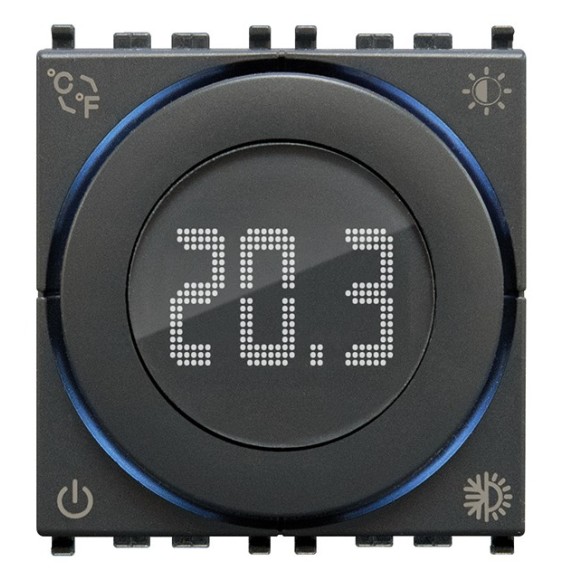 Termostato Elettronico controllo temperatura ambiente 230V Nero Vimar 02970