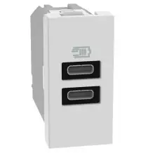Caricatore Bticino MatixGo USB con 2 porte tipo C Bianco  JW4191CC