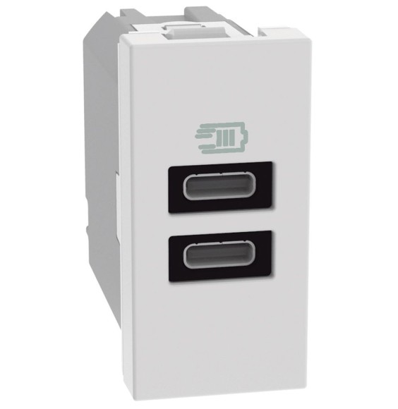Caricatore Bticino MatixGo USB con 2 porte tipo C Bianco  JW4191CC
