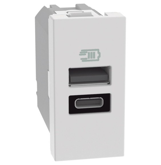 Caricatore Bticino MatixGo USB con porte tipo A e C Bianco  JW4191AC