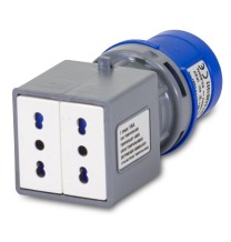 Adattatore da Spina Industriale a 2 Prese Bipasso 2P+T 16A Master 24AD1003