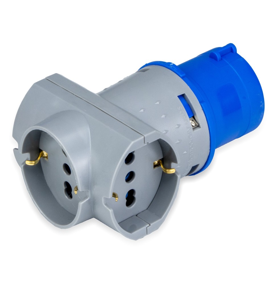 Adattatore da Spina Industriale a 2 Prese Bipasso 2P+T 16A Master 24AD1009