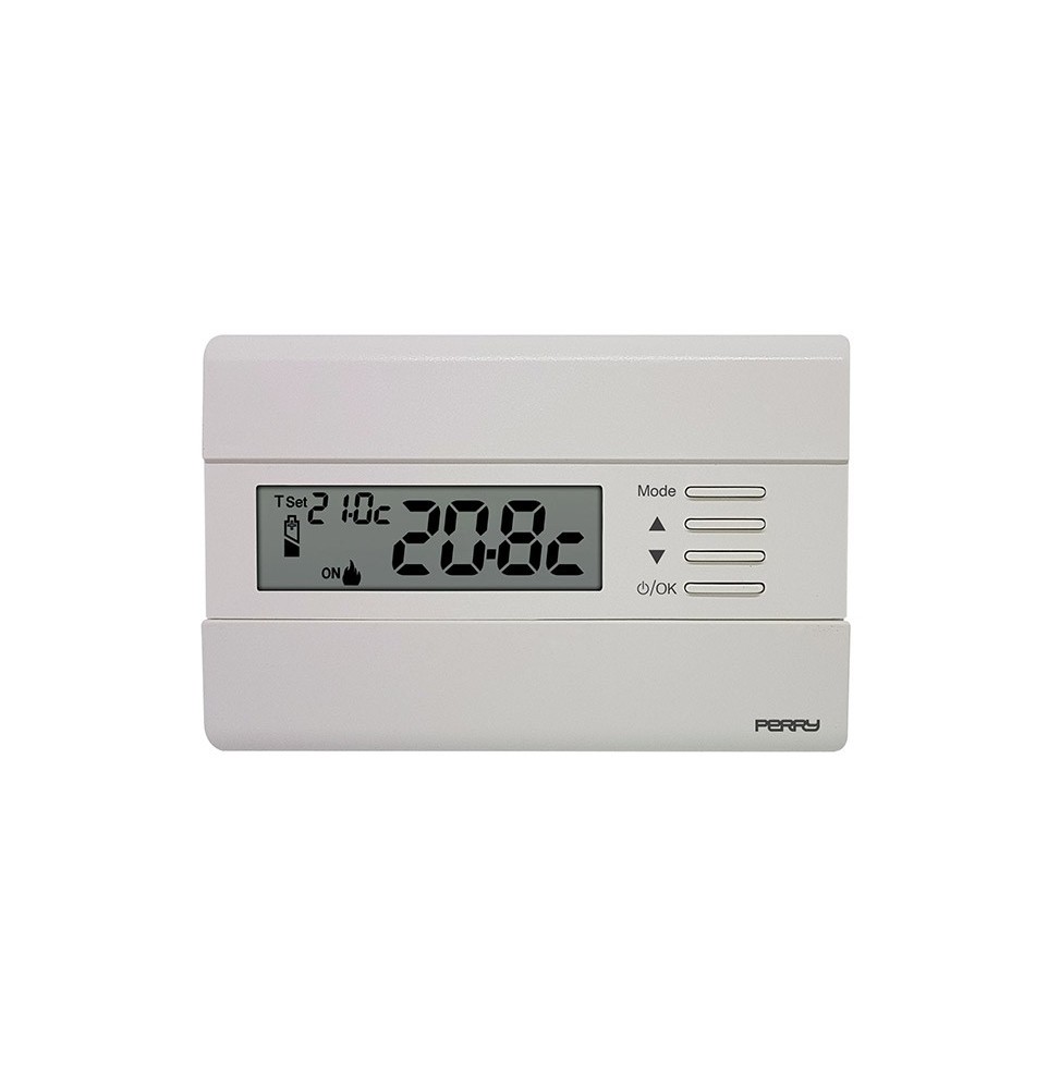 Termostato digitale a parete Slim  a batteria Bianco Perry 1TPTE011B