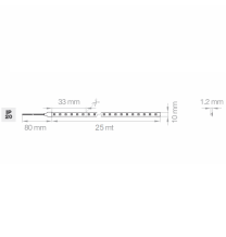 Strip LED adesiva 24V 25mt LED 2835 IP20 3000K Lampo REEL900M25BC Misure