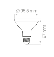 Lampada PAR30 LED attacco E27 12W 3000K IP65 230V Lampo PAR30IP65BC Misure