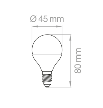 Lampada LED Sfera E14 7W 4000K Luce Naturale Lampo SF458WE14BN Misure