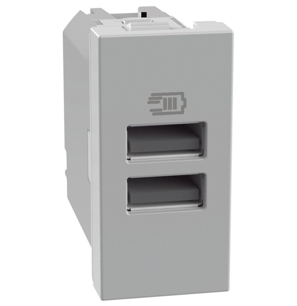 Caricatore Bticino MatixGo con 2 porte USB 1 modulo Grigio JG4191AA