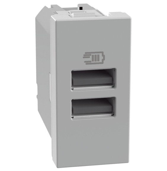 Caricatore Bticino MatixGo con 2 porte USB 1 modulo Grigio JG4191AA
