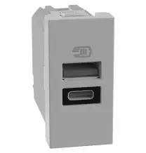 Caricatore Bticino MatixGo USB con porte tipo A e C Grigio JG4191AC